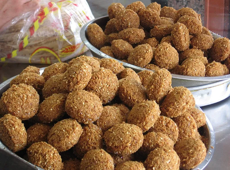 Freshly Fried Falafel Displayed at a Street Food Vendor in Tripoli, Lebanon Lebanese Falafel Recipe - Freshly Fried Falafel Displayed at a Street Food Vendor in Tripoli, Lebanon