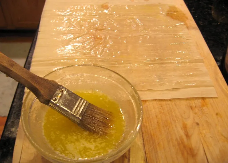 Brush Butter on Fillo Dough Brush Butter on Fillo Dough