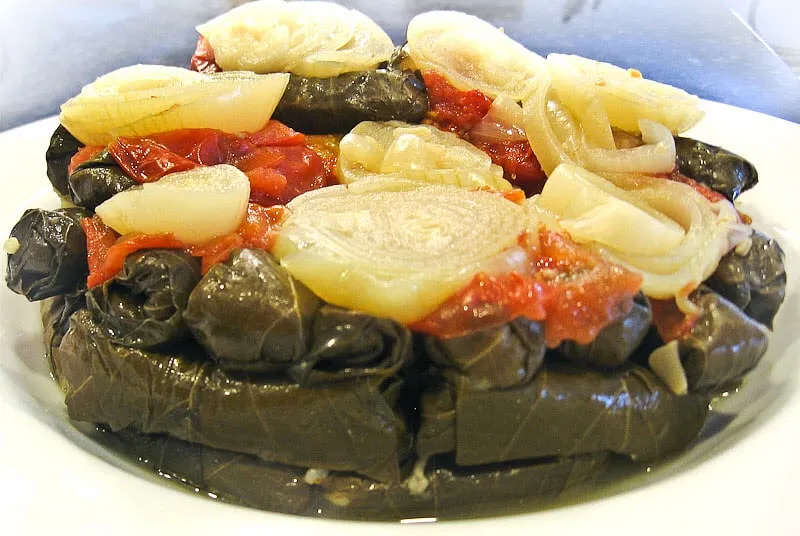 Lebanese Vegan Stuffed Grape Leaves