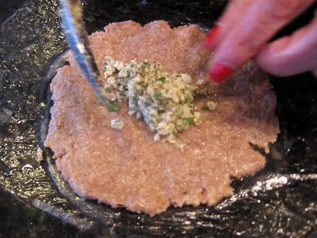 Place Stuffing in Center of Kibbe Patty Baked Kibbeh Recipe Lebanese