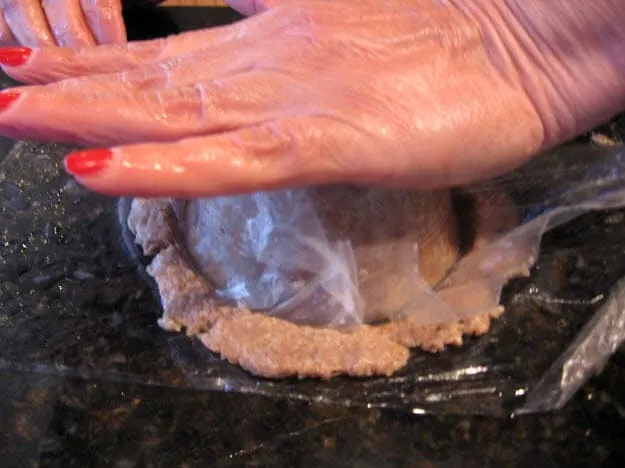 Press Kibbeh Mold Onto Kibbe Patty Lebanese BBQ Recipes