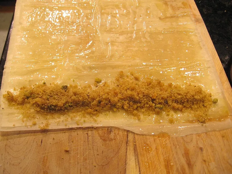 Add Nuts to Fillo Dough Add Nuts to Fillo Dough
