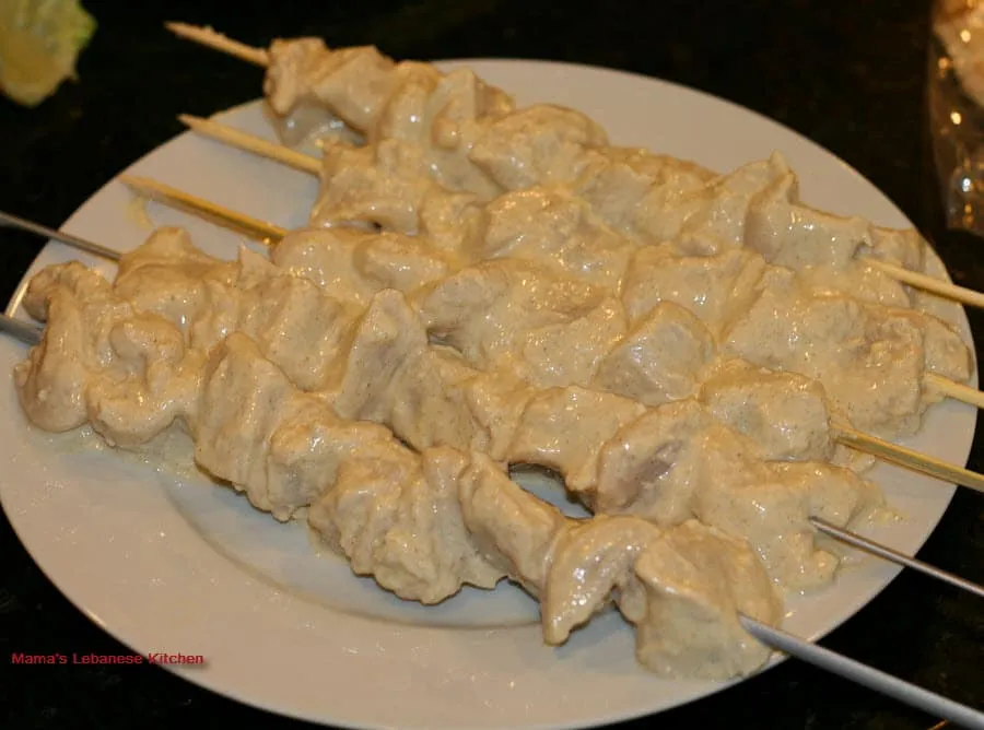 Marinated and Skewered Shish Tawook Chicken Shish Kabob