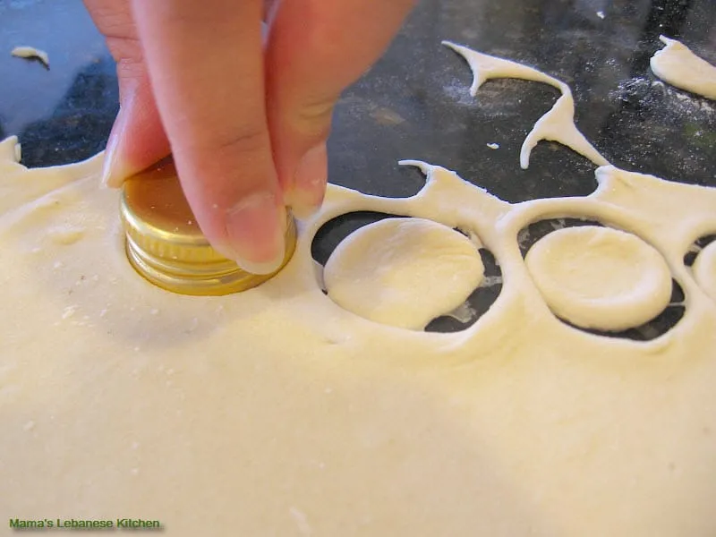 Use a bottle lid to cut small disks shish barak recipe