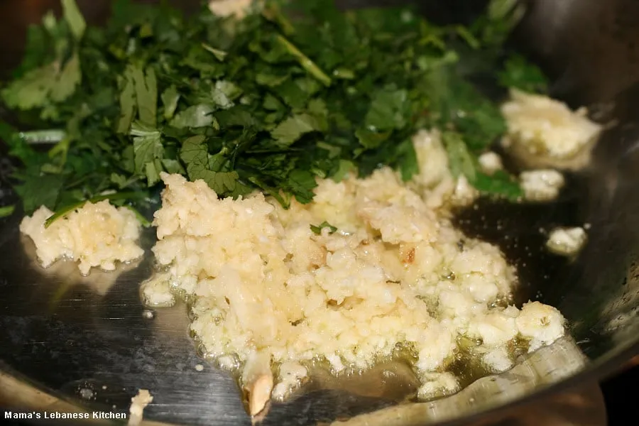 Sautee the Garlic and Cilantro Sautee the Garlic and Cilantro