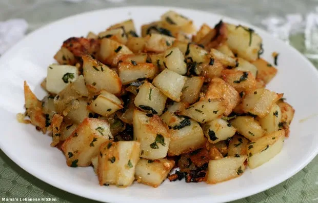 Lebanese Garlic Potatoes with Cilantro