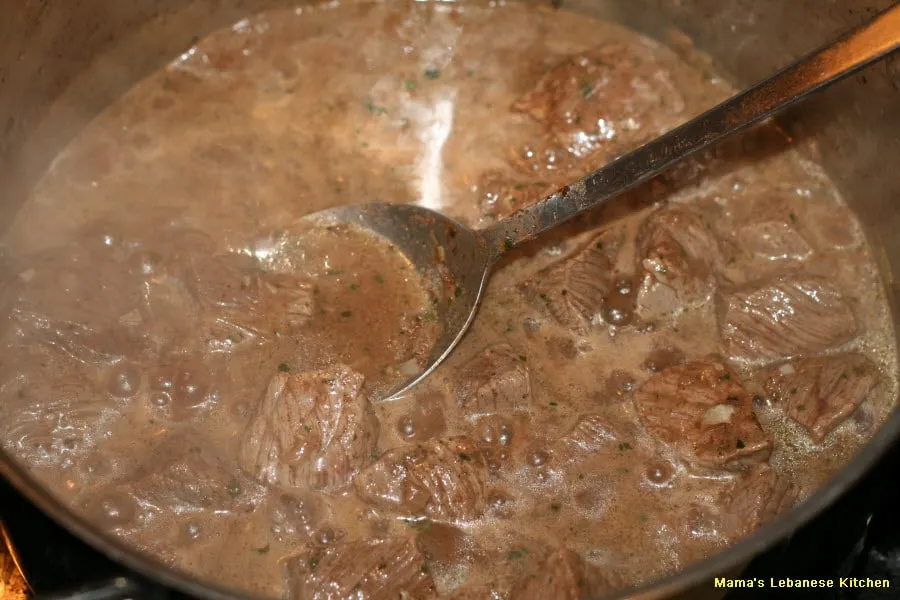Add Warm Water to Sauted Beef Add Warm Water to Sauted Beef
