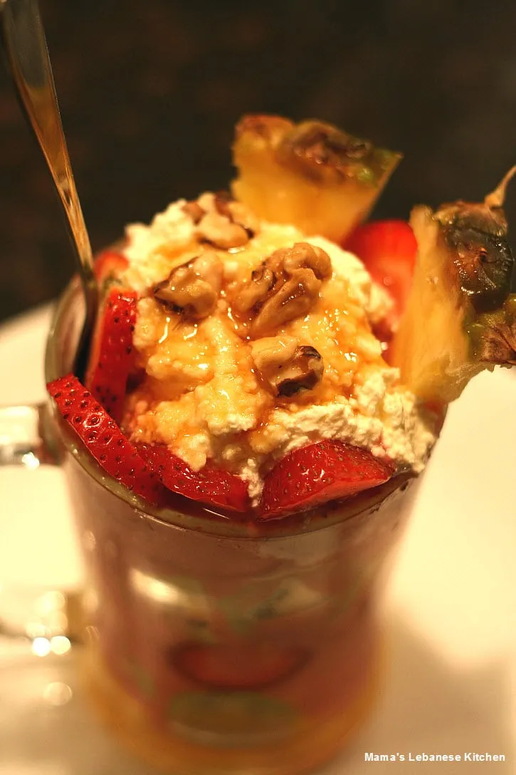 Lebanese Fruit Cocktail With Rose Water Ashta Cream – Cocktail Shikaf