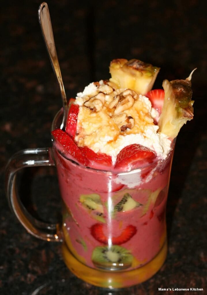 Lebanese Fruit Cocktail With Rose Water Ashta Cream – Cocktail Shikaf